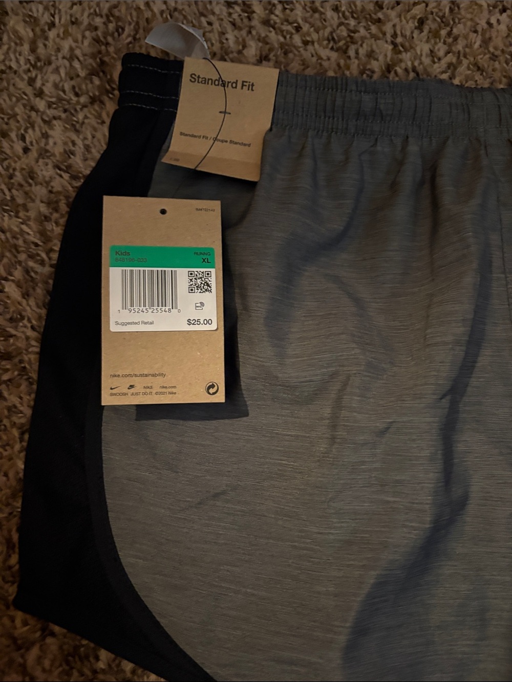Nike Kids Black and Gray Athletic Shorts